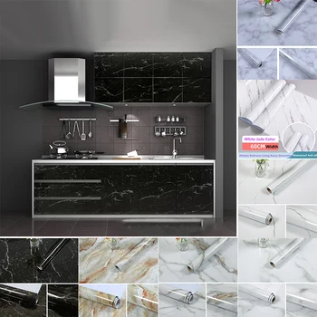 

10M Kitchen Adhesive Film Marble Wallpaper Sticker PVC Wall Stickers Waterproof Kitchen Living Room Decoration