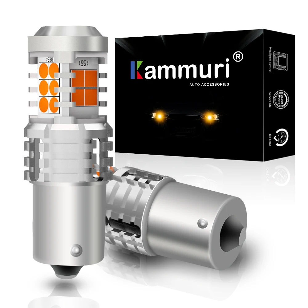 KAMMURI Amber Bau15s PY21W 7507 LED Canbus No Hyper Flash 1156 P21W 7506 ba15s Turn Signal Light Bulb Error Free | Автомобили и