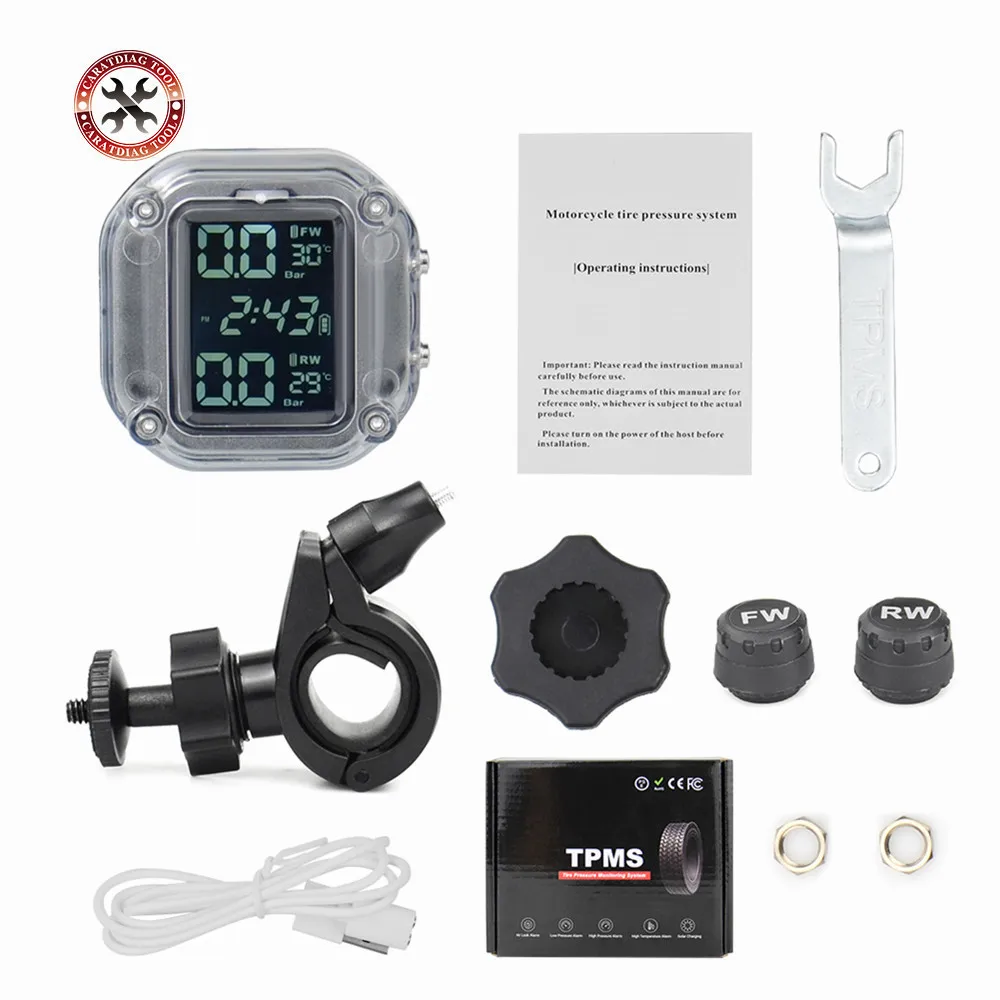 Система контроля давления в шинах TPMS с солнечной зарядкой и 2 внешними датчиками |