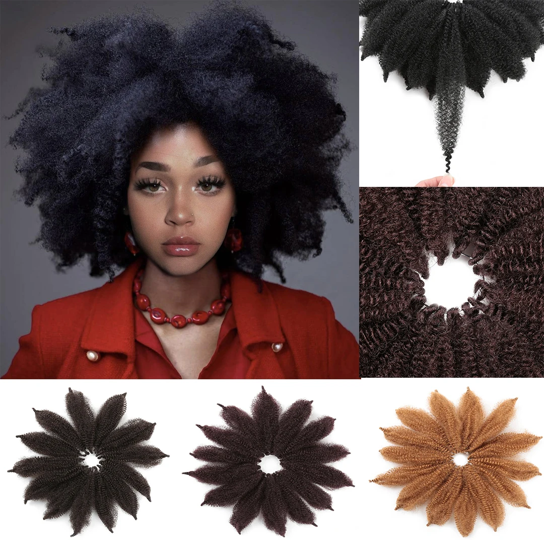 Hair-Extensions Marley Braids Braiding Crochet Twist Soft-Afro Synthetic Black for Woman