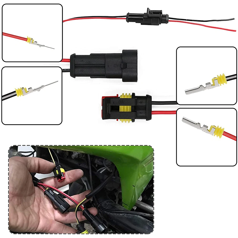 Waterproof Electrical Wire Connectors - 26 Sets, 2/3/4 Pin, 352/708pcs Terminal Connectors, 12A Description Image.This Product Can Be Found With The Tag Names 2 pin 12 electric connectors, Electrical connectors 2 pins, Waterproof connector terminal, Waterproof wire connector 4pin