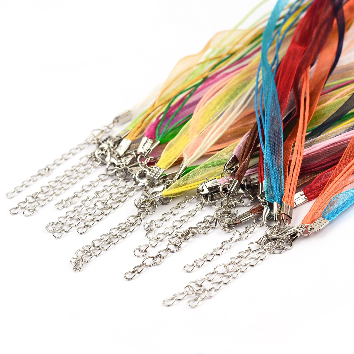 20pcs 45cm Maxi Necklace Collares Collier DIY Chains Pendant Charms Findings Ribbon Lobster Clasp String Cord Jewelry Making|Ювелирная