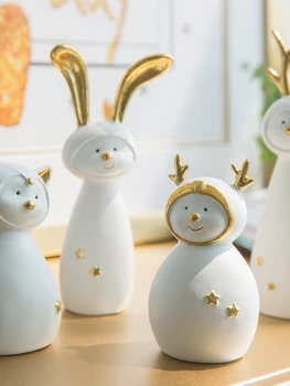 

Modern Cute Nordic Resin Decorations Animals White Art Creative Christmas Ornaments Festival Gift Bedroom Decoration MM60XBJ