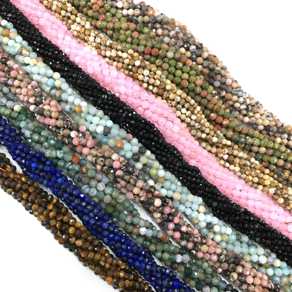 

Natural Stone Faceted Scattered bead charm agates small Beads for Jewelry Making DIY Necklace Bracelet Accessories size 2 3mm