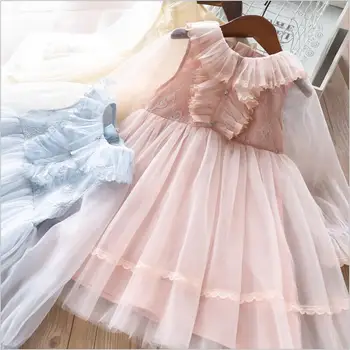 

girls Princess dress 2020 spring kids party dresses lace tulle baby dress cute Children clothes wholesale 5pcs/lot