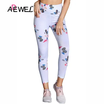 

ADEWEL White Women Fashion Legging Printing Leggins Work Out Sport Gym Slim High Waist Leggings Long Woman Pants Trousers