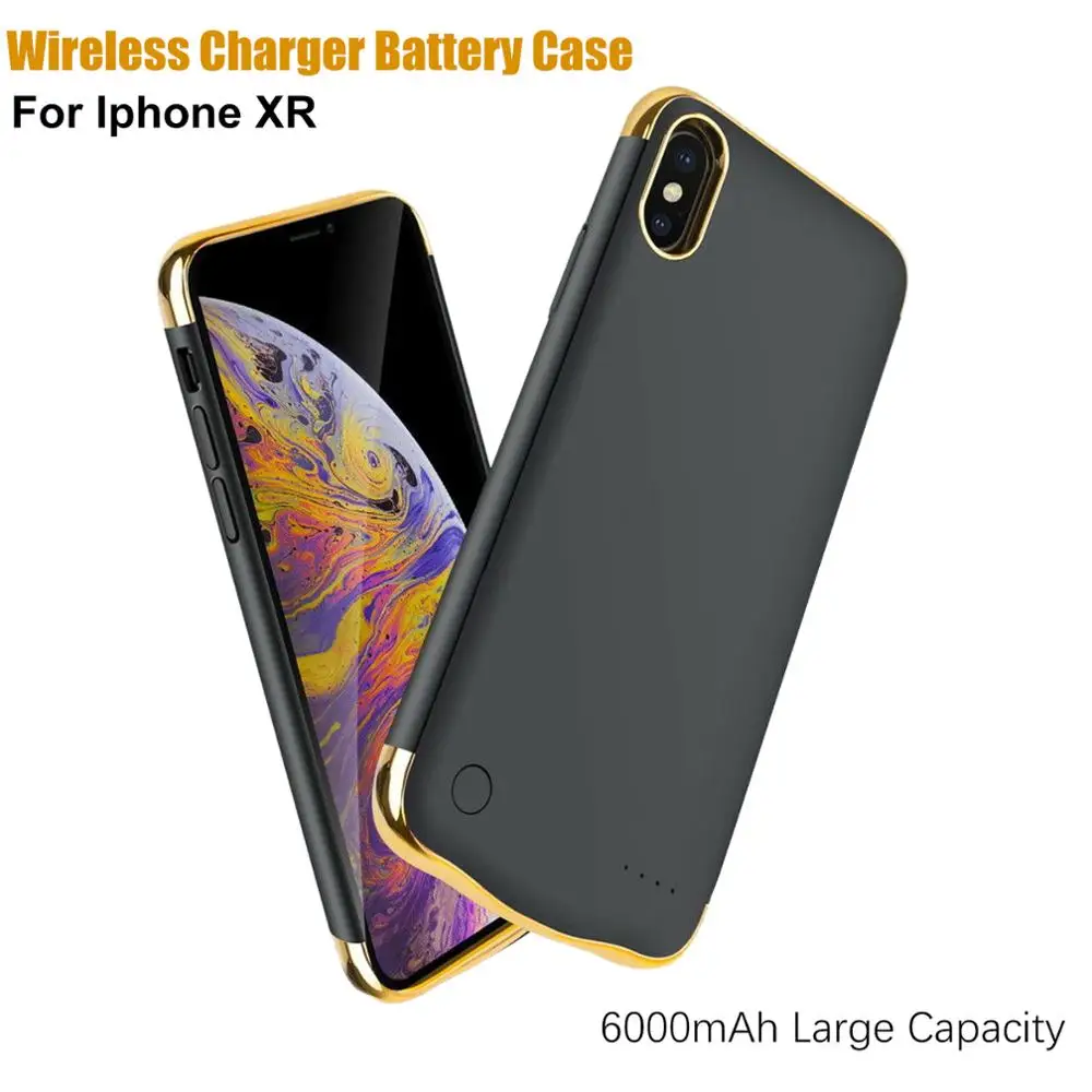 black XR XGODY чехол для аккумулятора для IPhone X XS XR XSMAX Силиконовый противоударный чехол для зарядного устройства 5500/6000 мАч Тонкий чехол для банка питания - Цвет: black XR