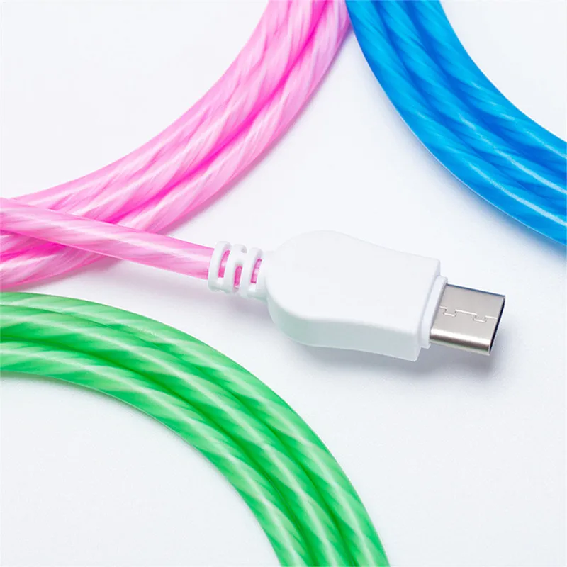 Светодиодный светящийся зарядный кабель type C Micro usb зарядный кабель для samsung зарядный провод шнур для Xiaomi huawei зарядный провод шнур