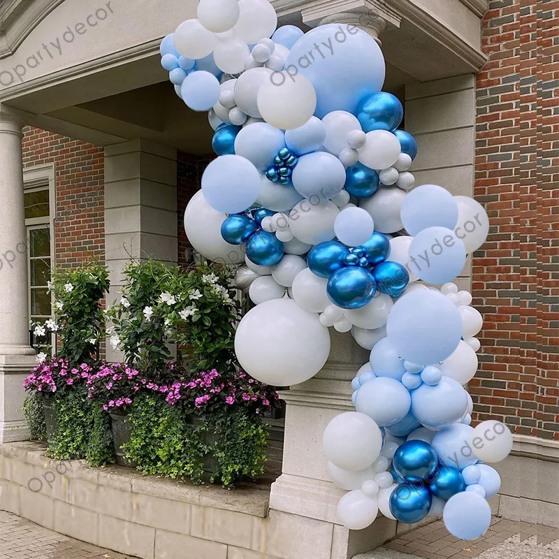 

Metallic Blue Balloon Garland Arch Kit Retro Green Balloon Set Kid Birthday Wedding Party Decorations Baby Shower Helium Globos
