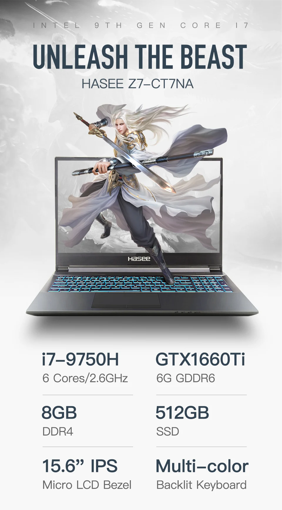 Портативный игровой ноутбук hasee Z7-CT5NA/CT7NA/CT7NK Intel i5/i7 GTX1660Ti с диагональю 15,6 дюйма узким ips экраном