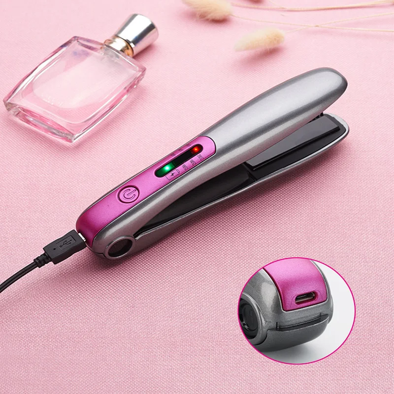

Mini Hair Straighteners Cordless Travel 2 in 1 Flat Irons Portable USB Hair Straightening Irons Curling Iron Dual Voltage Irons