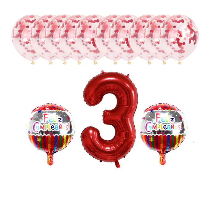 13 шт./компл. испанский Feliz cumpleañ вечерние декоративные шары для малышей и детей постарше 1st на день рождения цифровой воздушные шары конфетти надувной воздушный шар - Цвет: as picture