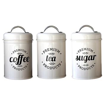 

3pcs Kitchen Canisters Set Food Storage Containers Perfect Canister for Sugar Bowl Serving Tea, Coffee, Spice, Condiment Pot