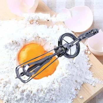 

Semi-automatic Mixer Egg Beater Manual Self Turning Stainless Steel Whisk Hand Blender Egg Cream Stirring Kitchen Tools