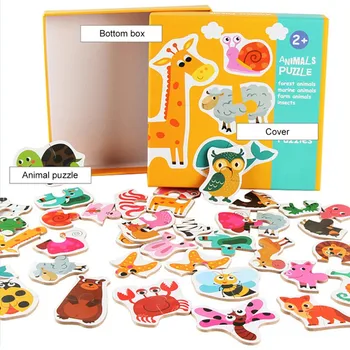 

2020 Wooden Toys Cartoon Three-dimensional Model Assembled Wooden Puzzle Toy Children Educational Puzzles