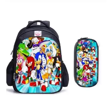 

16 inch Mario Sonic the Hedgehog School Backpack for Girls Boys Orthopedic Schoolbag Backpacks Children Mochila Escolar
