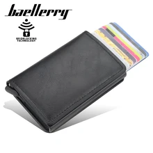 

Baellerry Anti-theft Rfid Blocking Card Holders Smart Men Vintage Wallet Leather Unisex Security Information Aluminum Mini Purse