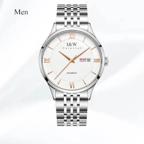 White G men st C8501 Карнавальные механические часы для мужчин MIYOTA move для мужчин t Роскошные Брендовые мужские часы с кожаным ремешком reloj hombre erkek kol saati relogio - Цвет: White G men st C8501