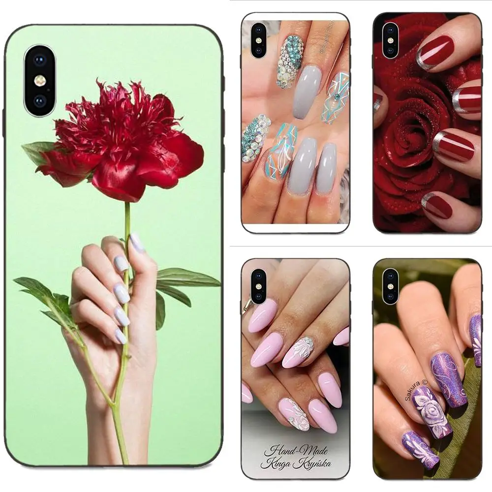 Nail Polish Rose For Galaxy A10S A20S A2 Core A30S A40S A50S A70S A90 5G M10 M30S M40 Note 10 Plus Rubber Soft Phone Case | Мобильные