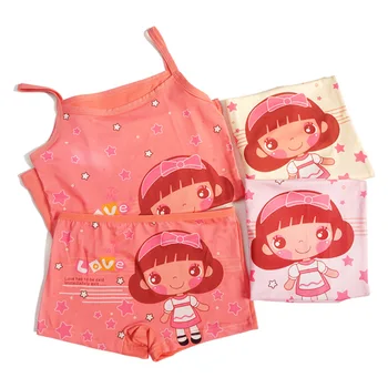 

children Clothes Summer cartoon sleeveless T-shirt 5 to 8 years girls clothes vest T shirts Boxers Panties baby Clothes set