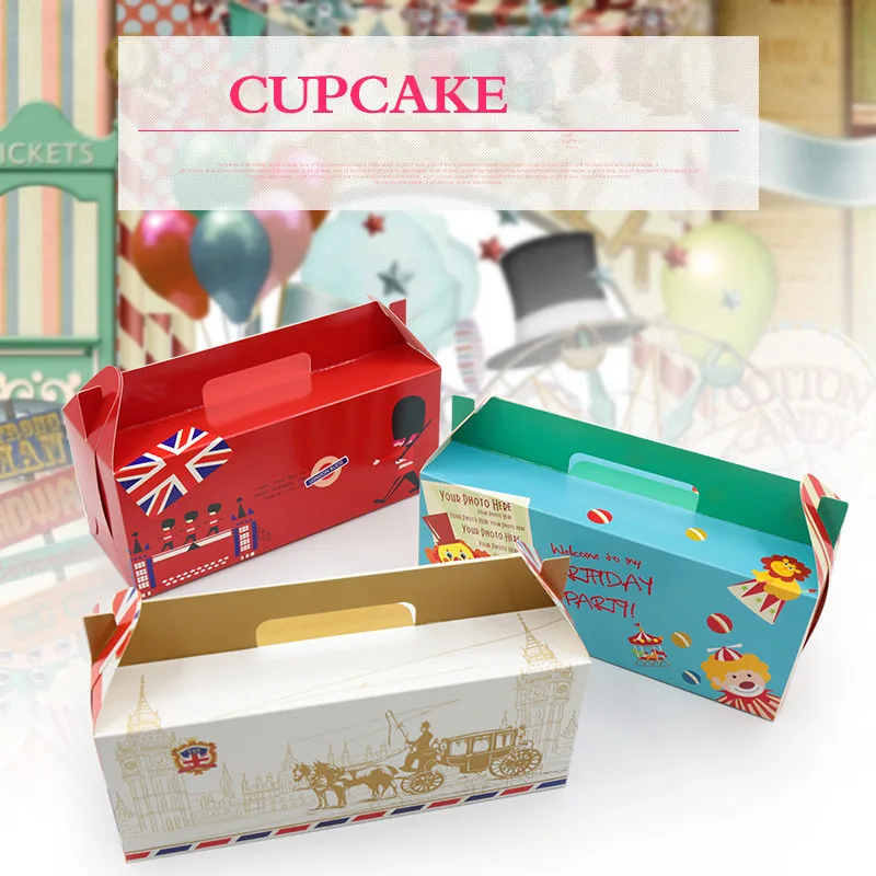 

Bakery Packaging Box, Foldable Packaging Cake Box with handle, cake pastry muffin swiss roll packaging box 10PCS