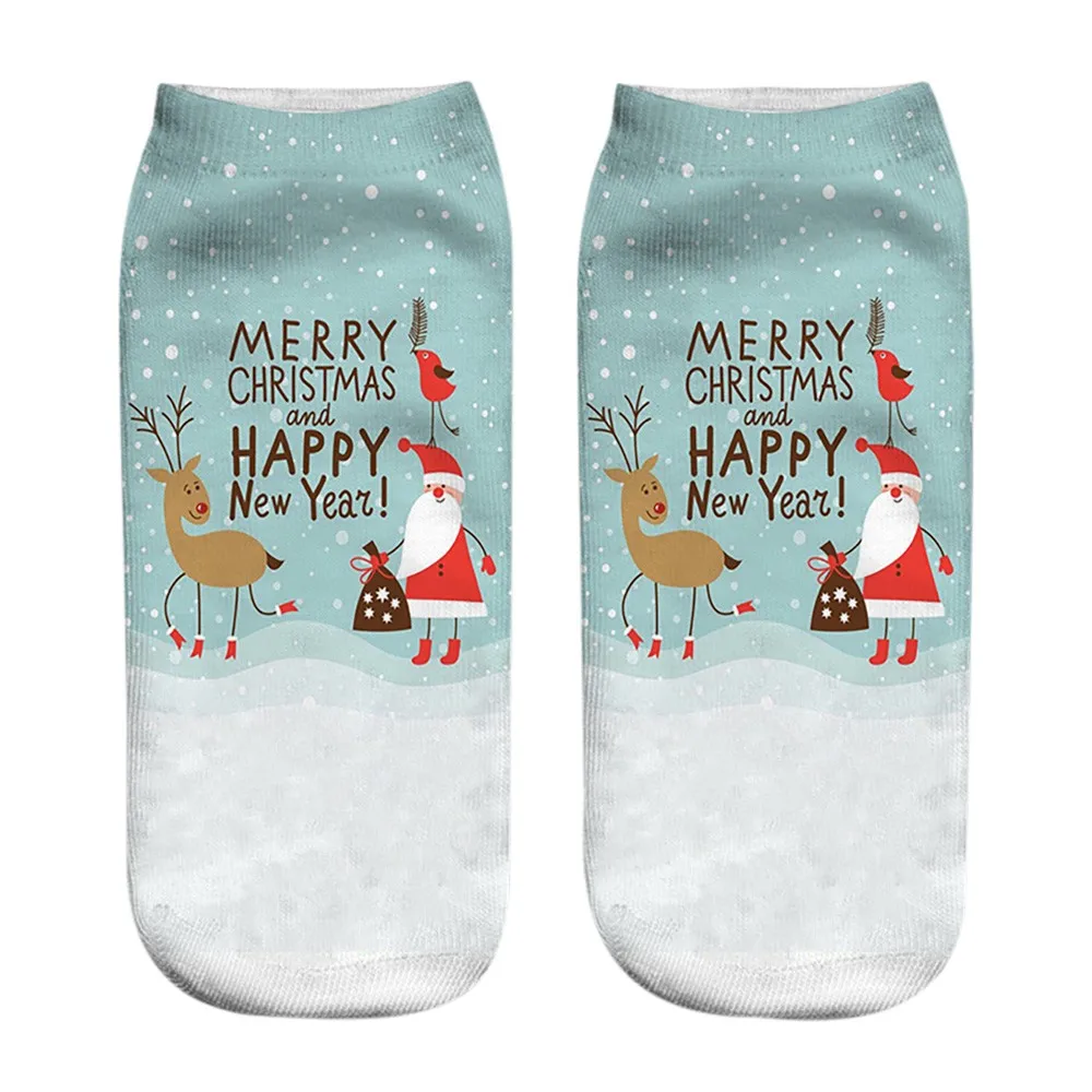 1 пара рождественских носков с 3D-принтом Забавные милые носки унисекс с изображением Санта-Клауса, лося, снежинки подарок на Рождество - Цвет: I