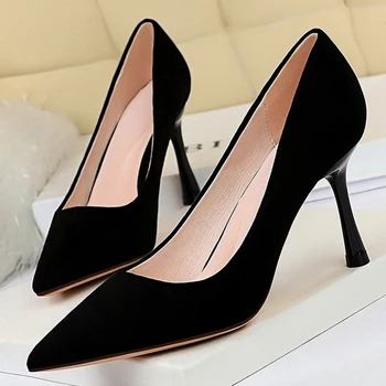 

Shallow Pumps Women Shoes High Heels Woman Elegant Black Heels Office Shoes Pointed-Toe Kitten Heels Ladies Fetish Heel Shoes