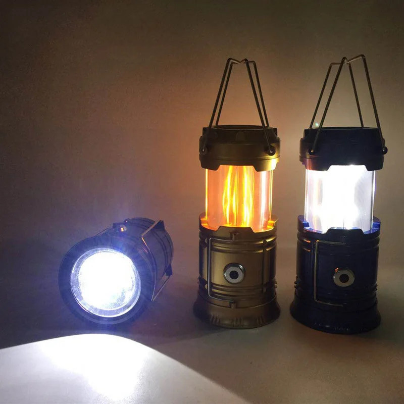 Light Portable Camping Outdoor Lantern Work Lamp Flashlight Solar Durable Mini