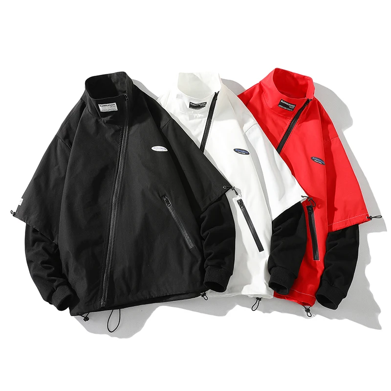 

Женский пуловер в японском стиле, белая, черная демисезонная куртка, Мужская Уличная одежда, Бомбер, имитация, 2 шт., большие размеры 6XL