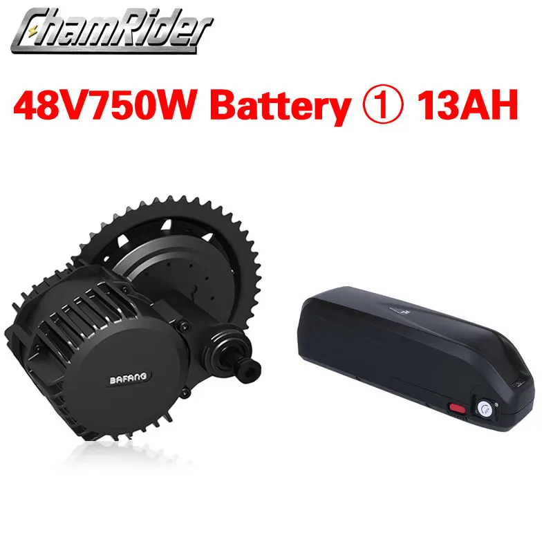 With 13AH Model 1 Bafang BBS02B 48V 750 Вт середине приводной двигатель комплект для переоборудования электрического велосипеда 8fun центральной смазки привода коленчатого вала P850C 48V 17AH литиевая батарея - Цвет: With 13AH Model 1
