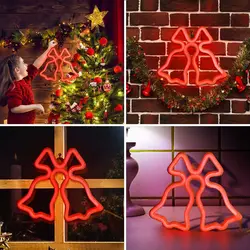 Jingle Bell Neon Signs LED Neon Wall Light Colorful Rainbow Neon Sign for Room Home Party Wedding Decoration Xmas Gift Neon Lamp