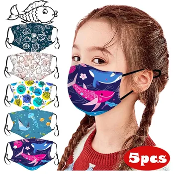 

Mask For Face Mascarilla Skin Care 5pcs Kids Children Cartoon Ocean Fish Funny Prints Reusable Face Mask Masque Mascaras Faciais