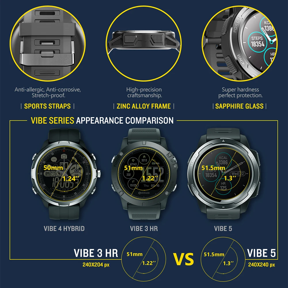 Умные часы VIBE 5, водонепроницаемые, пульсометр, долгий срок службы батареи, цветной экран, мульти-спортивный фитнес-трекер, умные часы