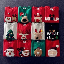10 видов стилей рождественские одинаковые комплекты для семьи новогодний зимний хлопковый Рождественский свитшот с длинными рукавами и вышивкой одежда для мамы и ребенка