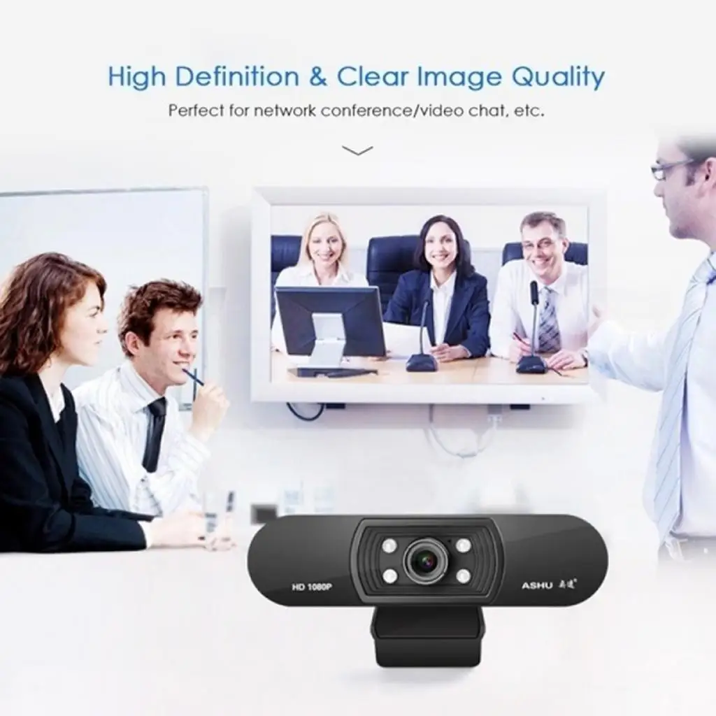 PC Webcam 1080P USB HD Camera for Online Teaching/Business Meeting, Compatible with Computer Desktop Laptop
