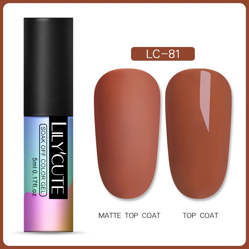 LC-81 LILYCUTE 5ml Matte Gel Polish Soak Off UV LED Gel Varnish Long Lasting Grey Pure Nail Color UV Nail Gel Varnish DIY Art Design - Цвет: LC-81