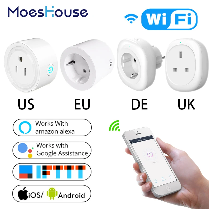 

UK US EU WiFi Smart Socket Power Plug Outlet Remote Control Energy Monitor Works with Amazon Alexa Google Home No Hub Required