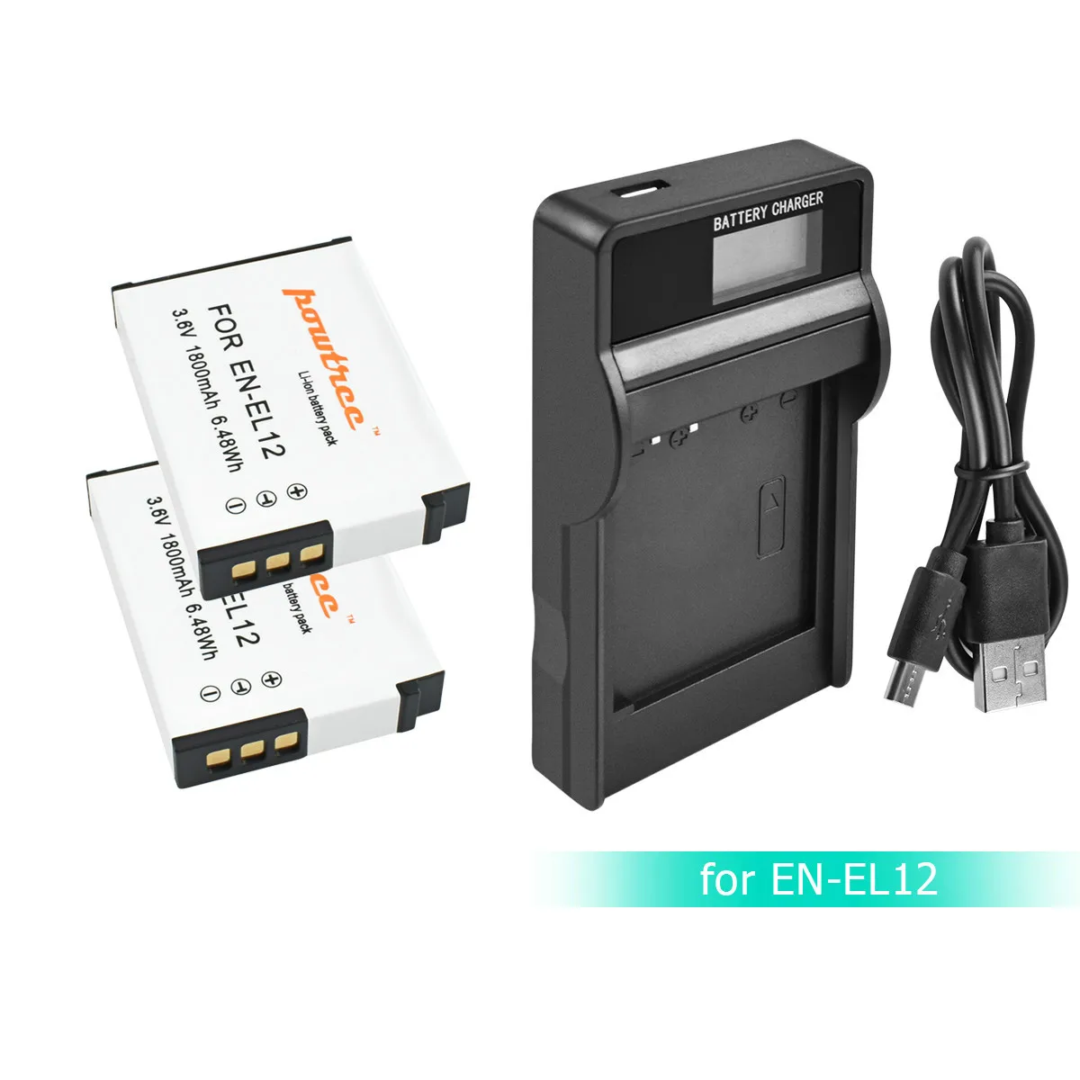 Powtree 1800 мА/ч, EN-EL12 RU EL12 Батарея+ ЖК-дисплей Chargerfor Nikon CoolPix S610 S610c S620 S630 S710 P300 P310 P330 S6200 S9400 L50