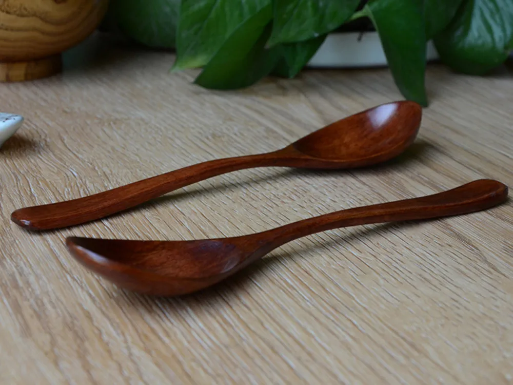 Outdoor tableware wooden spoon lot wood spoon bamboo kitchen tool soup teaspoon catering can be wholesale 35A14 (2)
