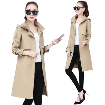 

Windbreaker Female Medium Long 2020 Spring Autumn New Fashion British Casual Women Trench Coat Ladies Slim Fit Wild Coat D3449