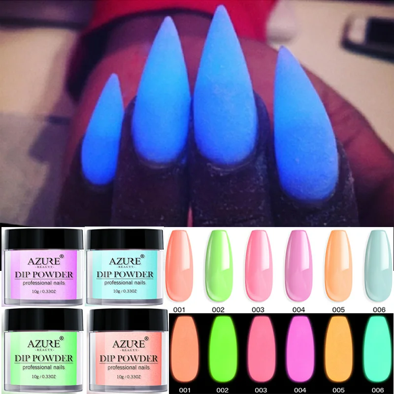 

Azure Beauty Luminous Dipping Powder Nail Fluorescent Shiny Nail Dip Powder Nail Powder Gradient Color Luminous In The Dark