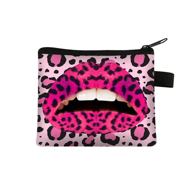 Monedero de rojos de leopardo para mujer, Mini moda para mujer, tarjetero llaves, bolsa organizadora de pintalabios|Monederos| - AliExpress