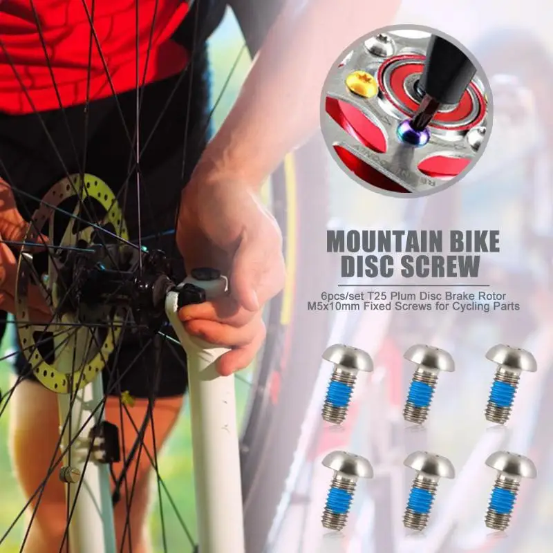 6 шт./компл. винты MTB велосипед дисковый тормоз ротора болты T25 Plum на открытом воздухе велосипедные аксессуары Титан Сплав Тормозной диск фиксируется
