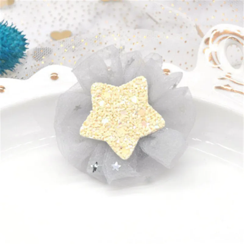 yellow stars 10 шт./лот, милые заколки для волос для девочек, блестящая заколка в виде звезды и сердца с блестящей сетчатой сеткой и бантом в виде цветка, модные аксессуары для волос, заколки для волос - Цвет: yellow stars