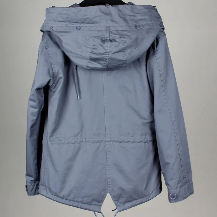MMK autumn winter high fashion street woman casual hooded trench army green cooton washed outerwear loose clothing good quality