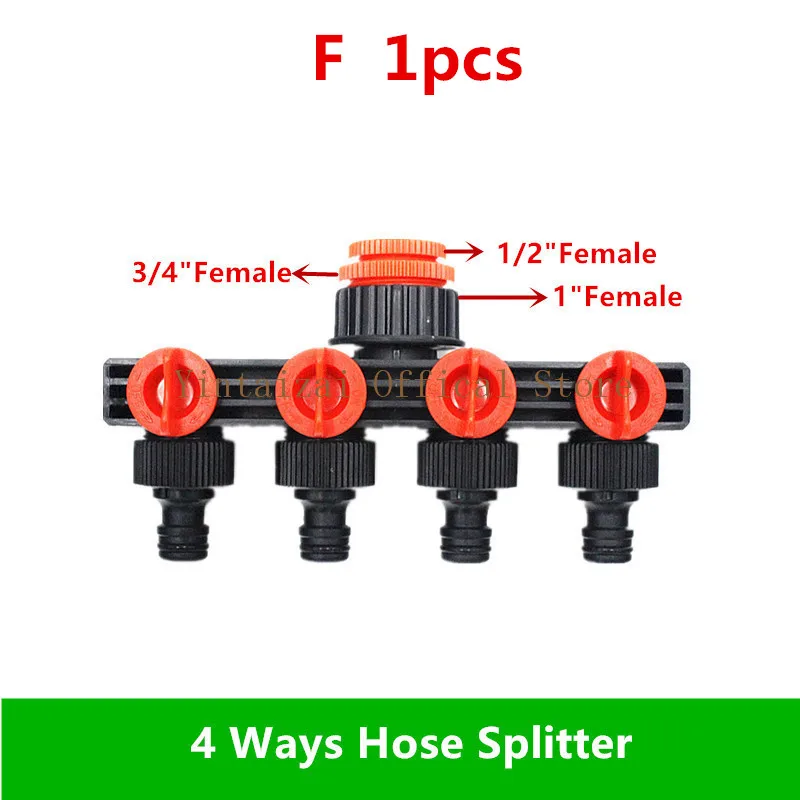 Fast Shipping 1PC 3/4" 4-Way Brass Plastic Garden Hose Splitter Y-Type Watering Connector Distributor For Outdoor Tap and Faucet