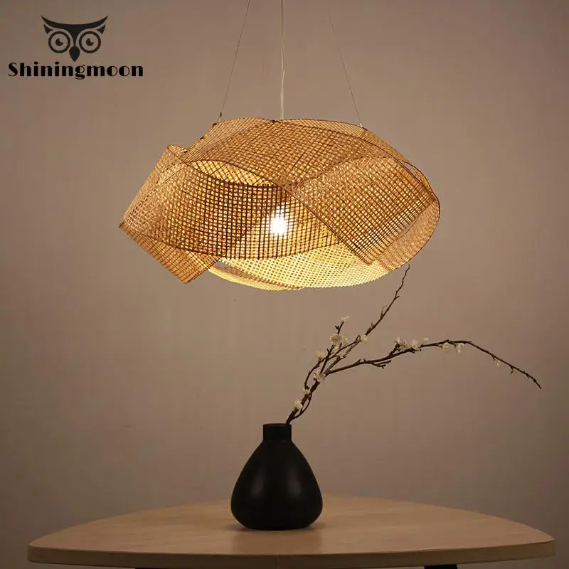 

Southeast Asia Creative Pendant Lights Chinese Classical Hand Knitted Bamboo Hanglamp Luminaire Suspension LOFT Art Hanging Lamp