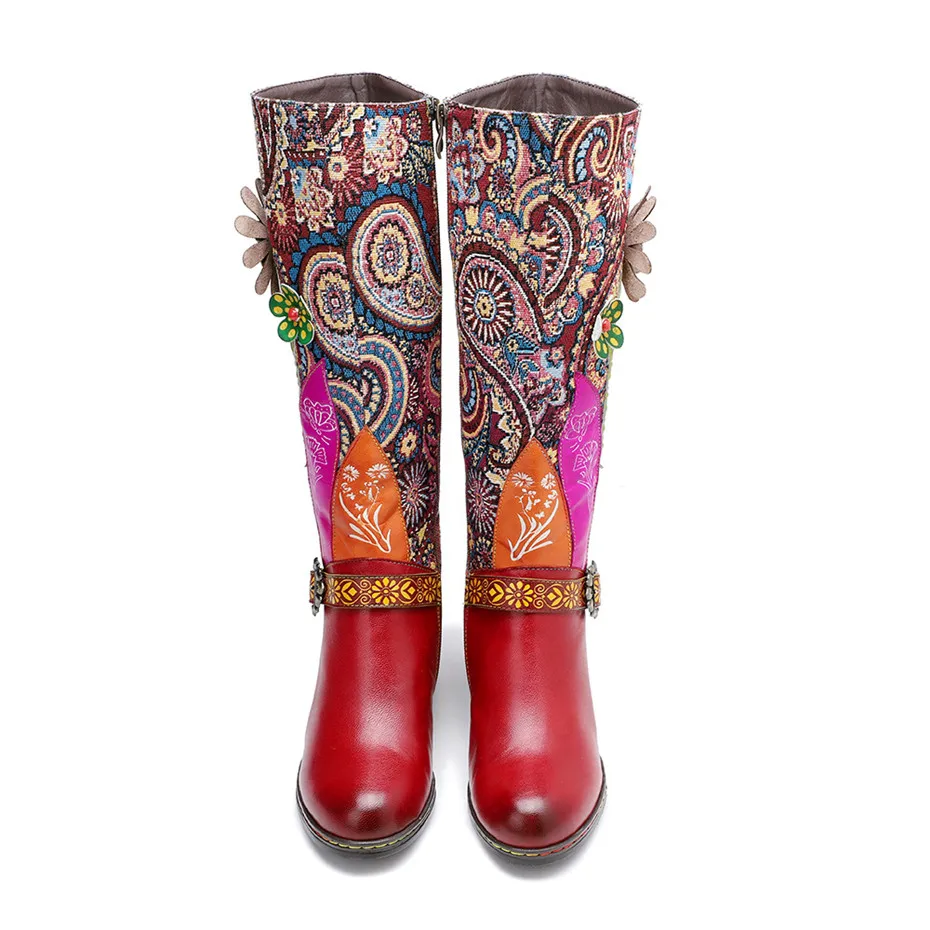 D Knight Luxury Boots Shoes Woman Retro Genuine Leather Casual Women's Knee High Boot Handmade Ethnic Female Western Cowboy Boot (5)