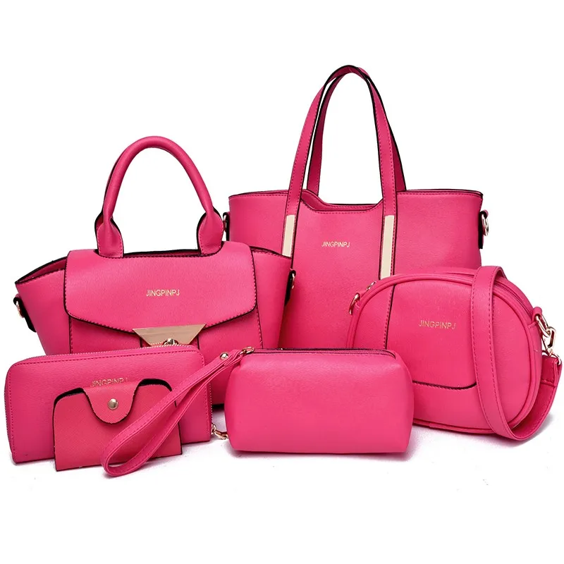 Pink MIWIND, женские сумки через плечо, новинка, Сумки из искусственной кожи, сумки, набор из 6 вещей, с заклепками, портативные, вместительные, Bolsa Feminina - Цвет: Pink
