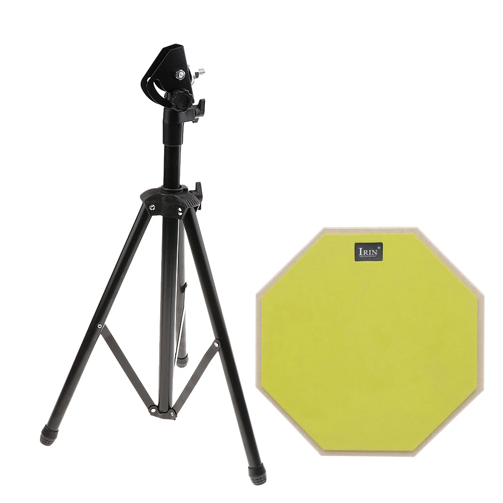 

Rubber 12'' Dumb Drum+Metal Tripod Stand Holder for Drummer Beginner Perform Practice Parts